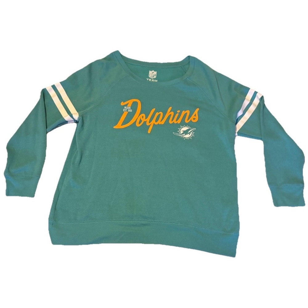 NFL Team Apparel Women's Long Sleeve Miami Dolphins Sweat Shirt Size XL